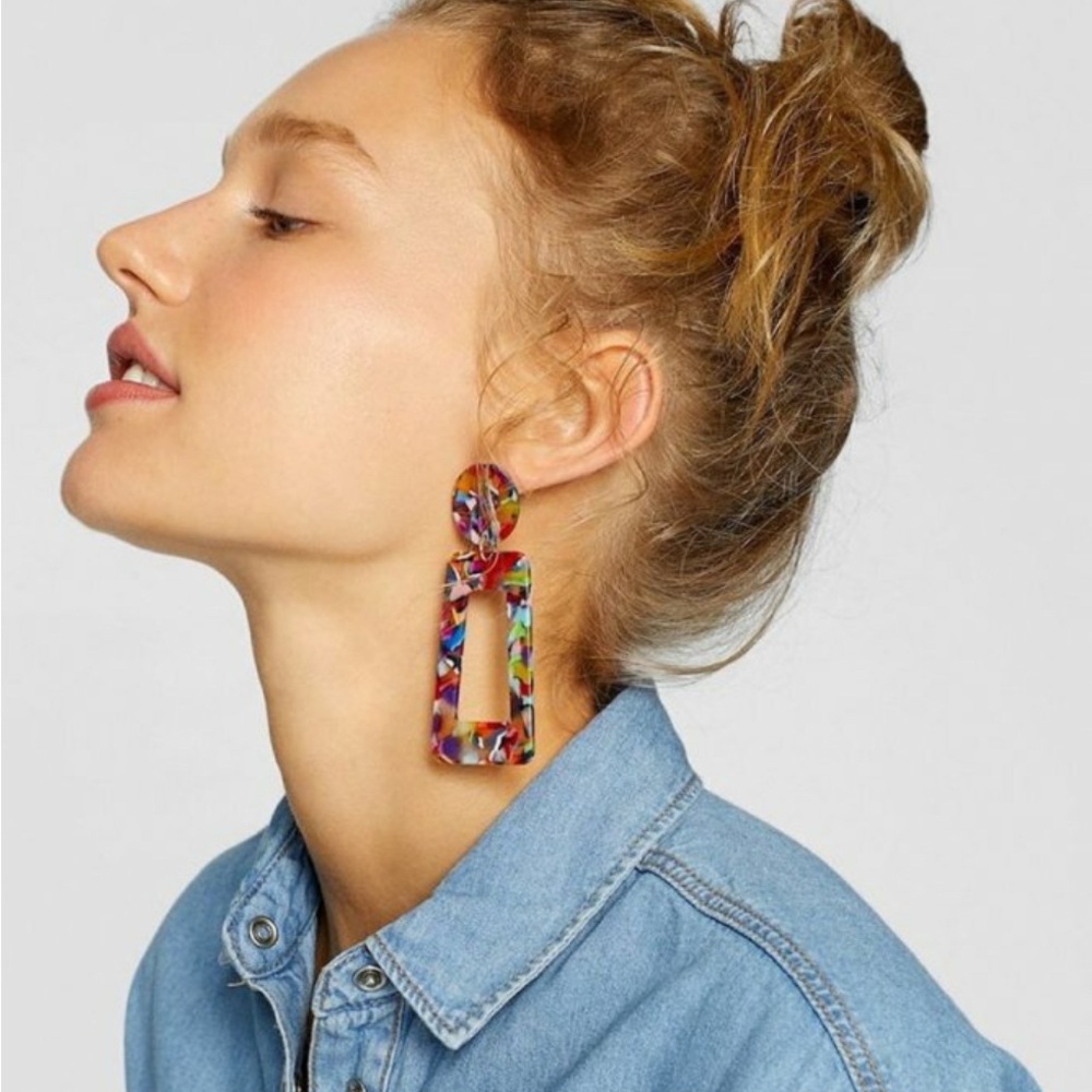 Colorful Geometric Dangle Earrings